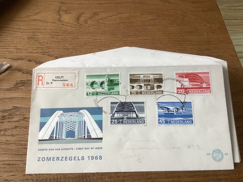 No2398 E89 Aangetekend Delft Nederland jaargangen fdc 1963, Postzegels en Munten, Postzegels | Eerstedagenveloppen, Ophalen, Beschreven