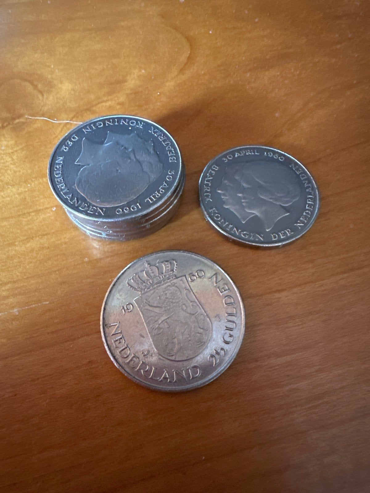 Nederlandse munten dubbele kop 1980, Ophalen of Verzenden, Koningin Beatrix, 2½ gulden, Losse munt