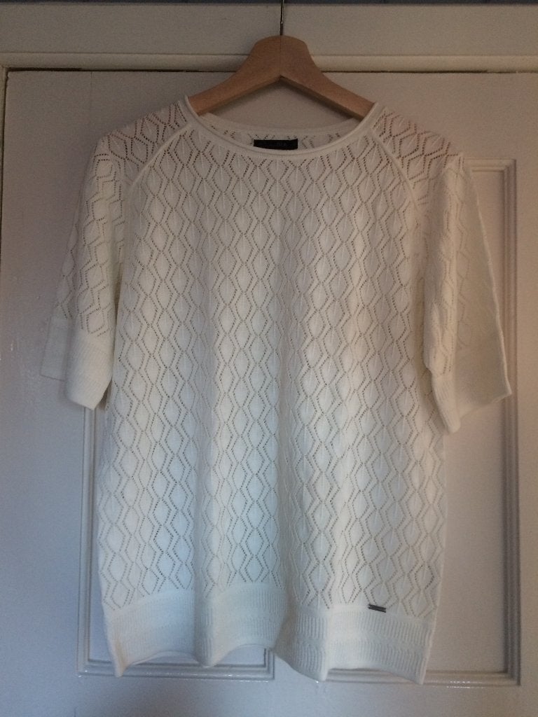 Cadadia truitje ajour korte mouw roomwit maat 42 Nieuw!, Kleding | Dames, Wit, Maat 42/44 (L), Nieuw, Ophalen of Verzenden