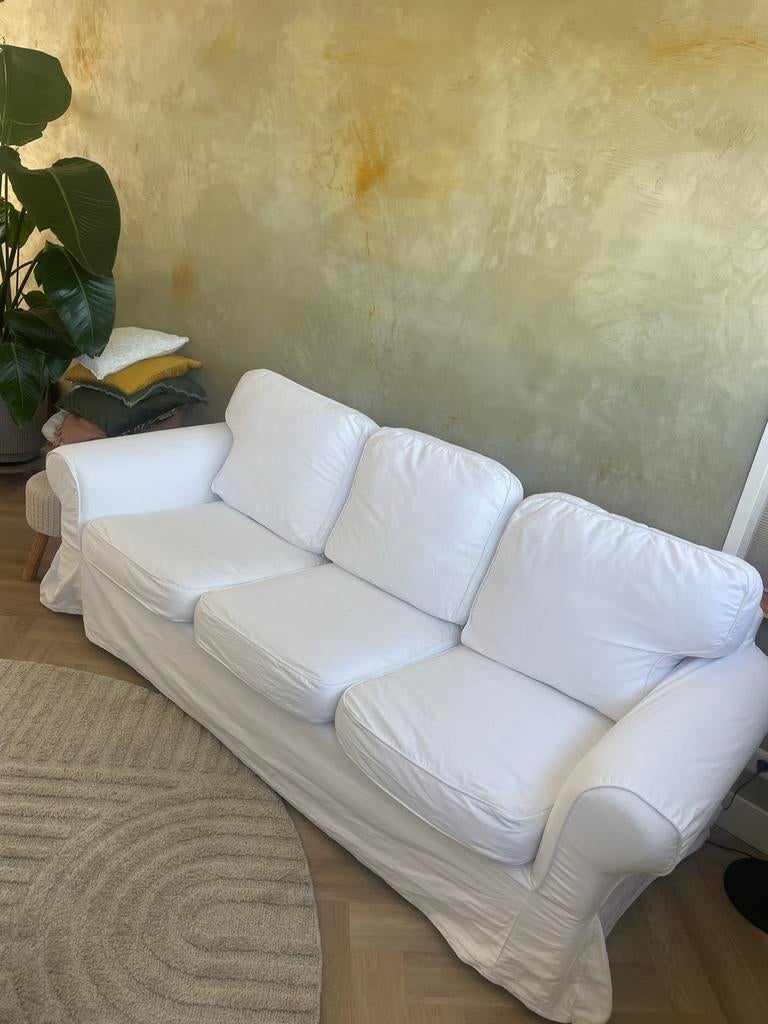 IKEA Ektorp 3-zitsbank wit met wasbare hoezen, Ophalen, Driepersoons, 75 tot 100 cm, Zo goed als nieuw