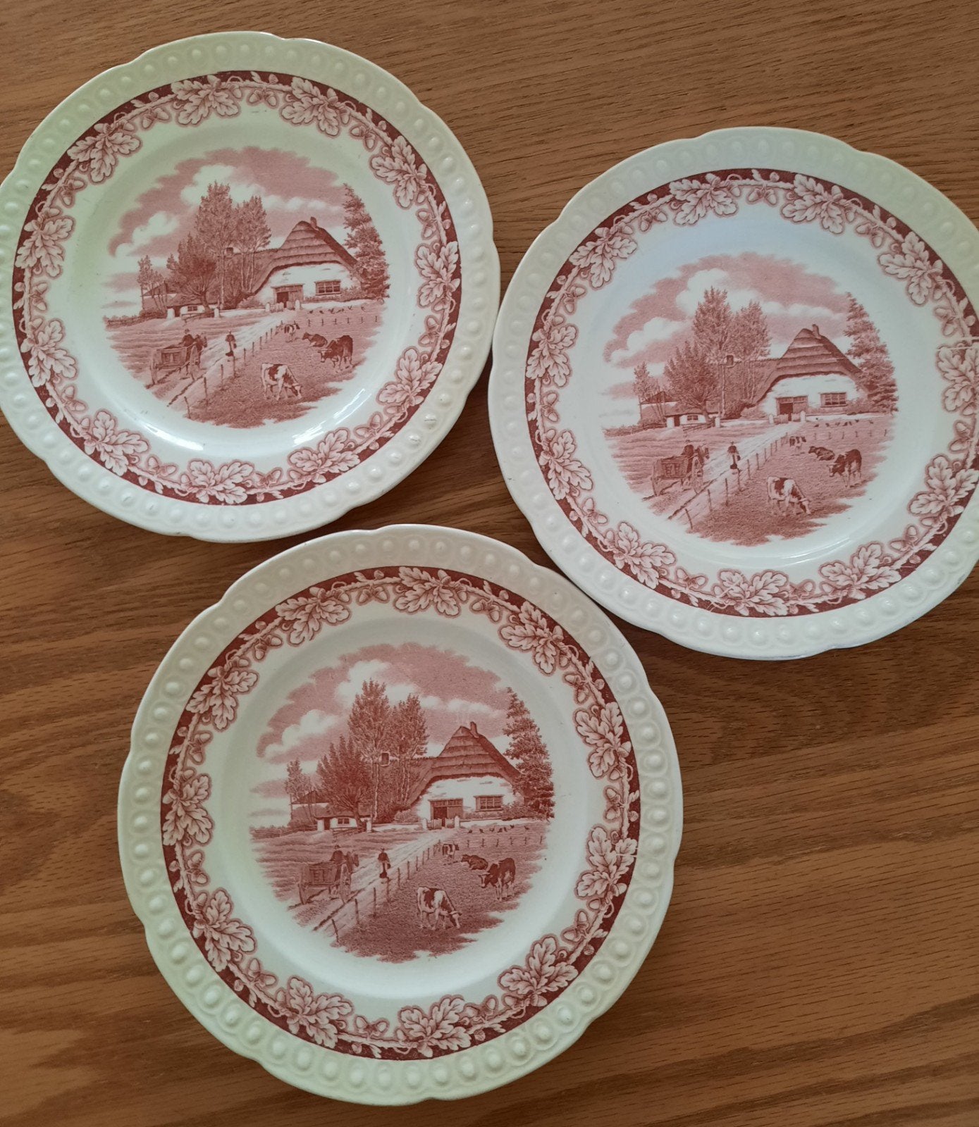 3x Ontbijtbord Société Céramique Boerenhoeve 20 cm, Antiek en Kunst, Ophalen