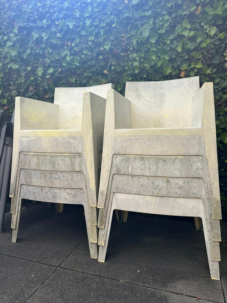 8x Philippe Starck Driade Stoelen - Groen incl. kussens, Ophalen, Gebruikt, Kunststof, Stapelbaar