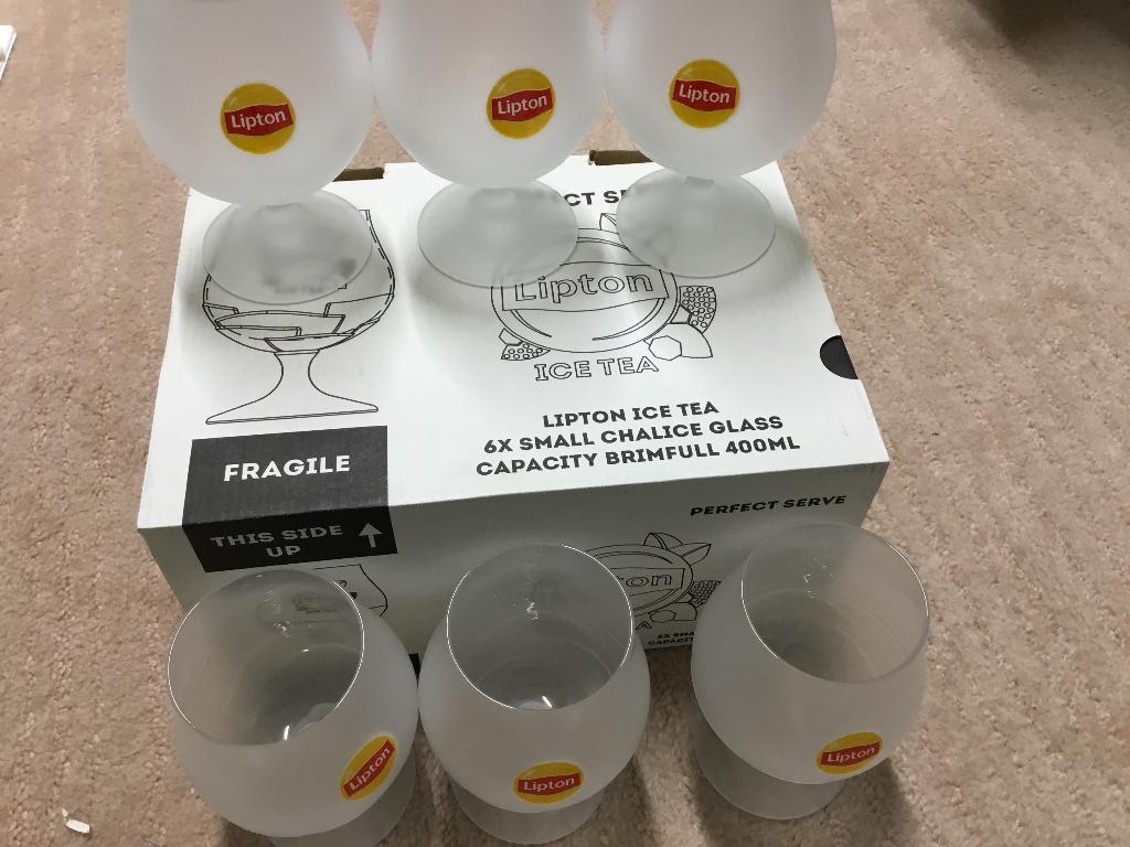 6 Lipton Icetea glazen, Verzamelen, Glas en Borrelglaasjes, Ophalen of Verzenden, Nieuw, Frisdrankglas