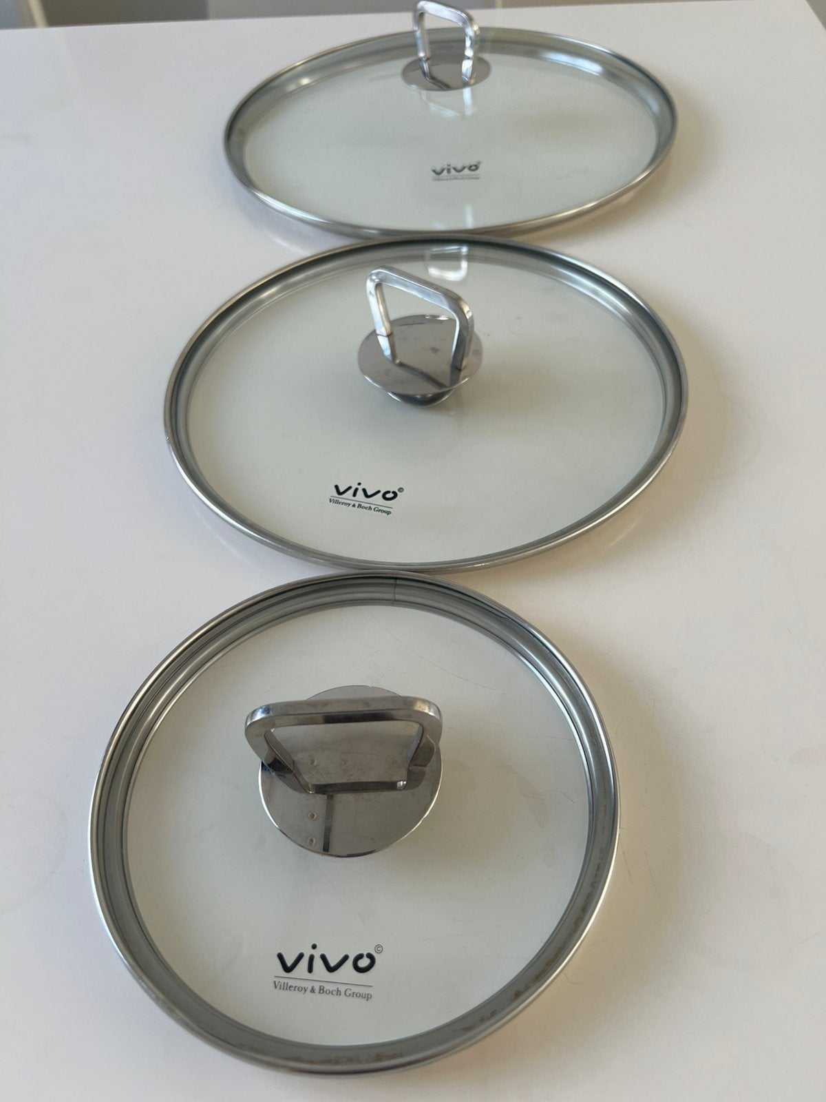 3 - verschillende maten Vivo Villeroy & Boch glazen dekse, Ophalen of Verzenden, Zo goed als nieuw, Glas, Pot, Bus of Blik