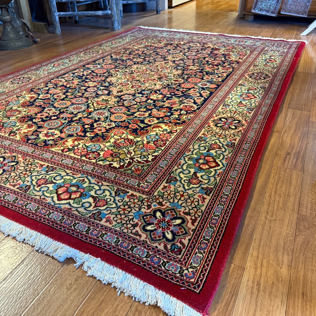 perzisch tapijt ghom handgeknoopt vloerkleed – 203 x 128 cm, TTM Wonen, Meubels – (Perzische) Tapijten en Woonaccessoires, 100 tot 150 cm