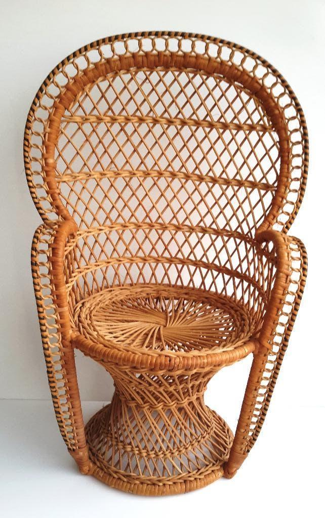 Vintage rotan poppen pauwentroon, Ophalen of Verzenden, Zo goed als nieuw, Accessoires