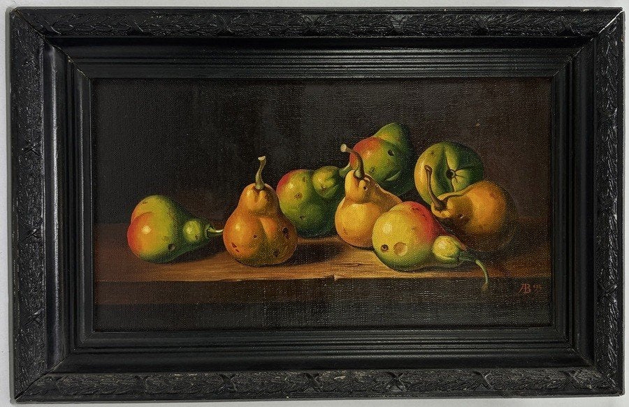 213. Olieverfschilderij – stilleven met peren, 1993, Ophalen
