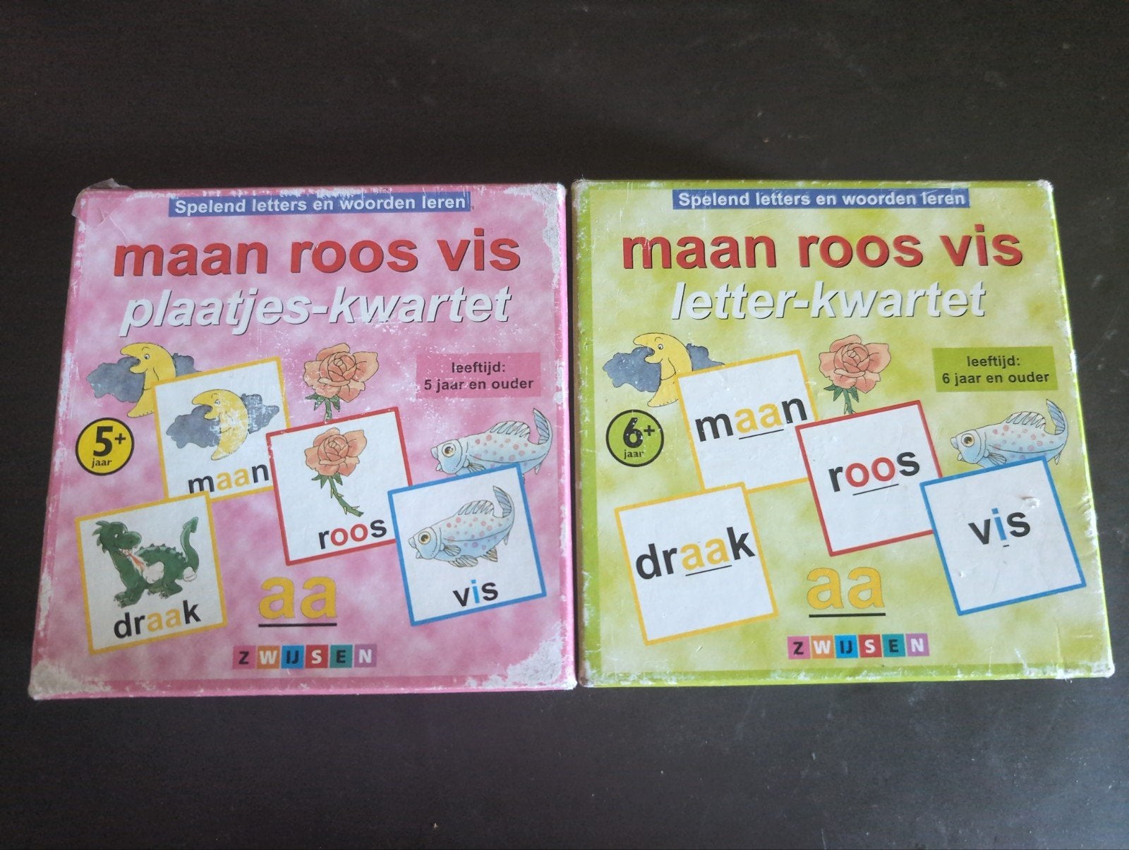 Maan, roos, vis -  2 educatieve kwartetten Zwijsen, Ophalen of Verzenden, Zo goed als nieuw