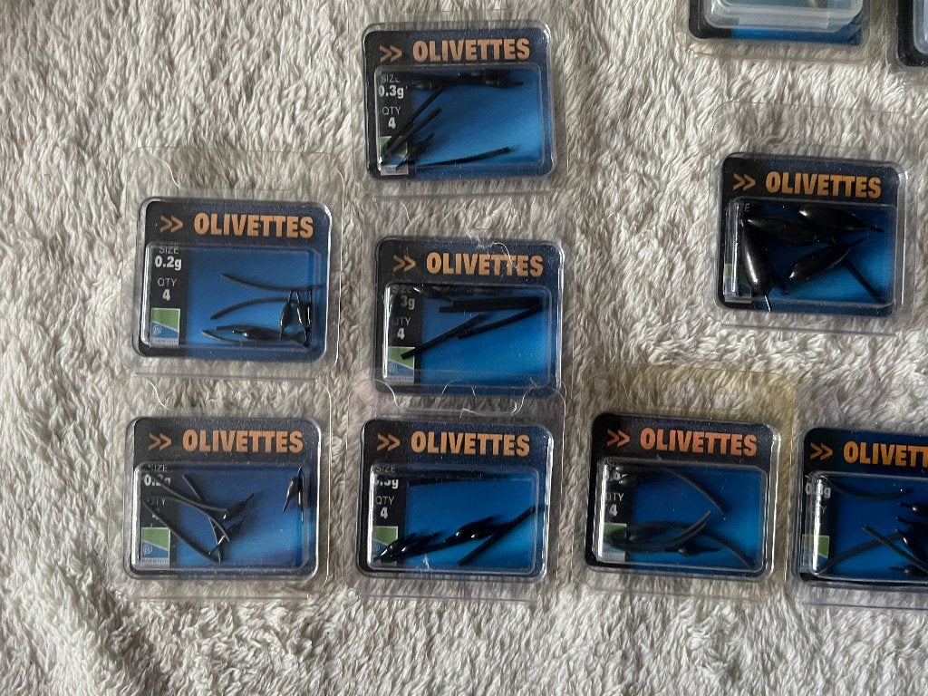 adv 167 / NIEUW mixset 15 blisters oilivette 's PRESTON, Ophalen of Verzenden, Nieuw, Dobber of Lood