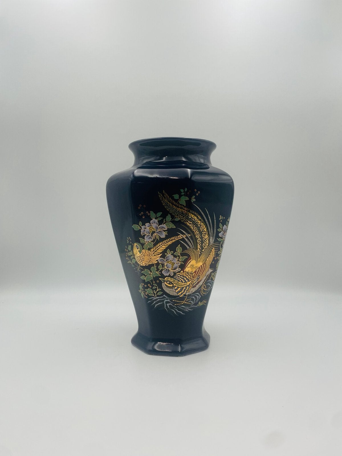 Vintage Japanse vaas met gouden fazanten en bloemen, Ophalen of Verzenden