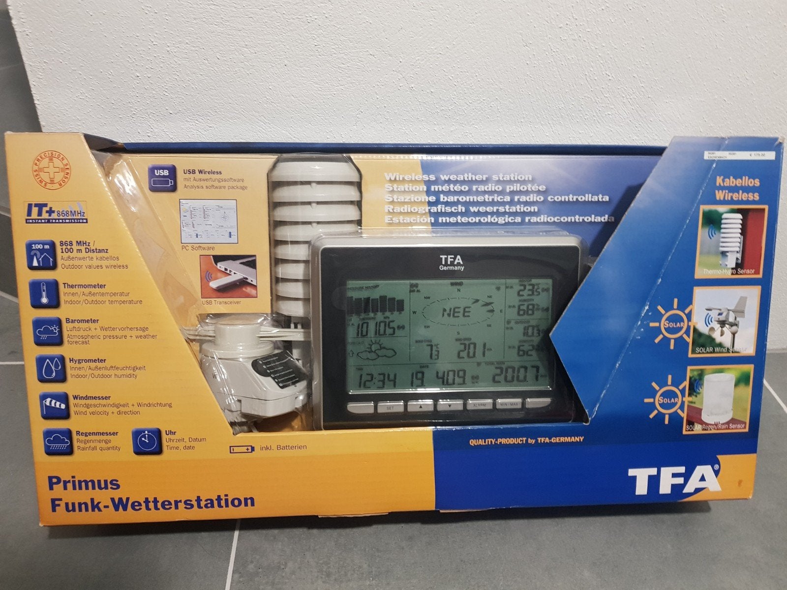 TFA Primus draadloos weerstation, Ophalen of Verzenden, Nieuw, Weerstation