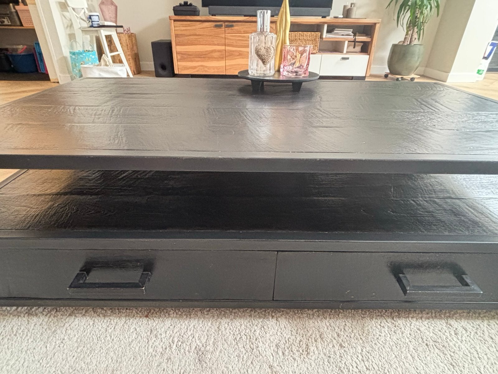 Salontafel met twee grote lades, Huis en Inrichting, Tafels | Salontafels, Ophalen, Gebruikt, 100 tot 150 cm, 50 tot 100 cm