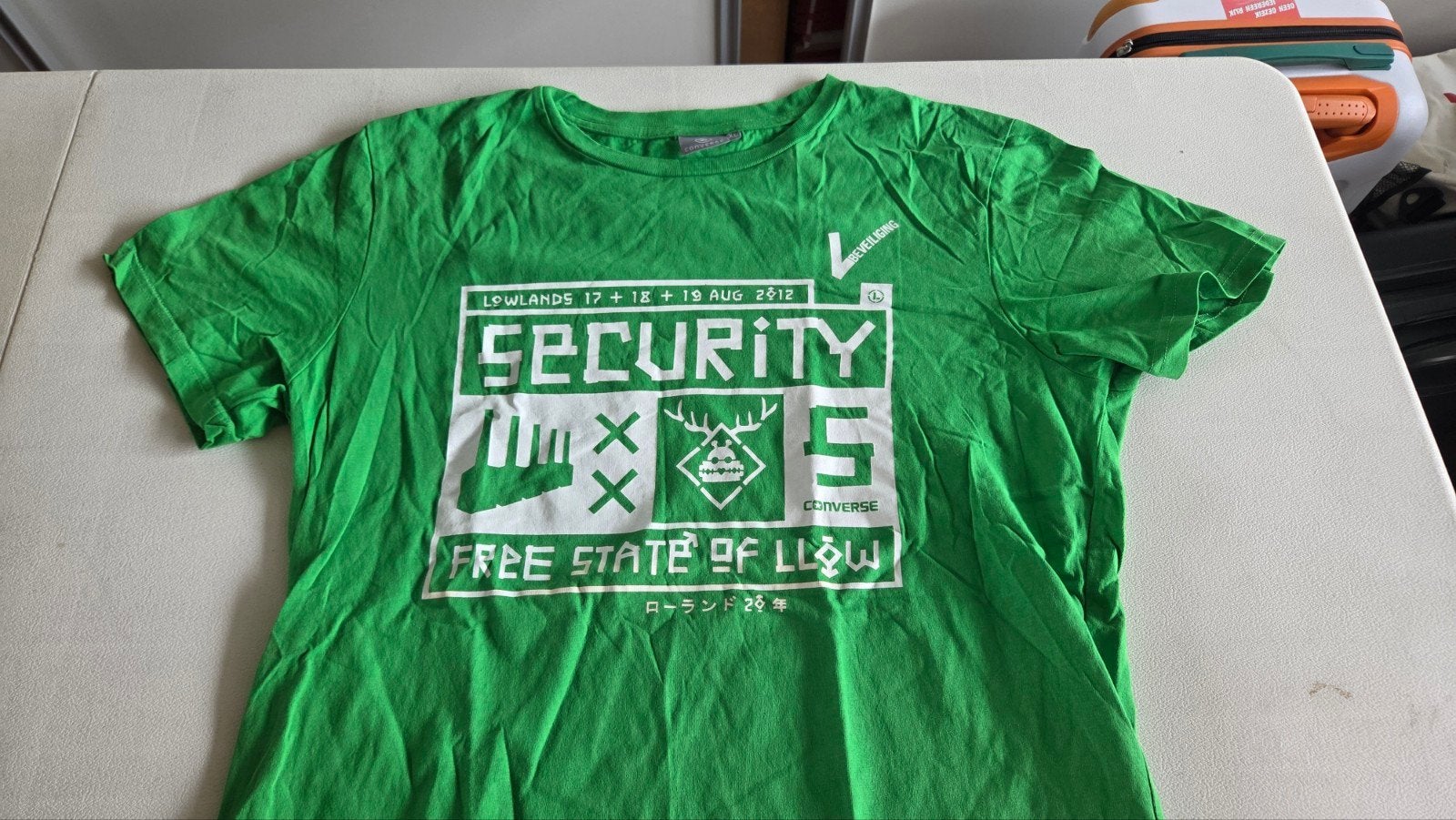 Converse Lowlands 2012 Security T-shirt XL Groen, Verzenden, Converse, Maat 56/58 (XL), Gedragen