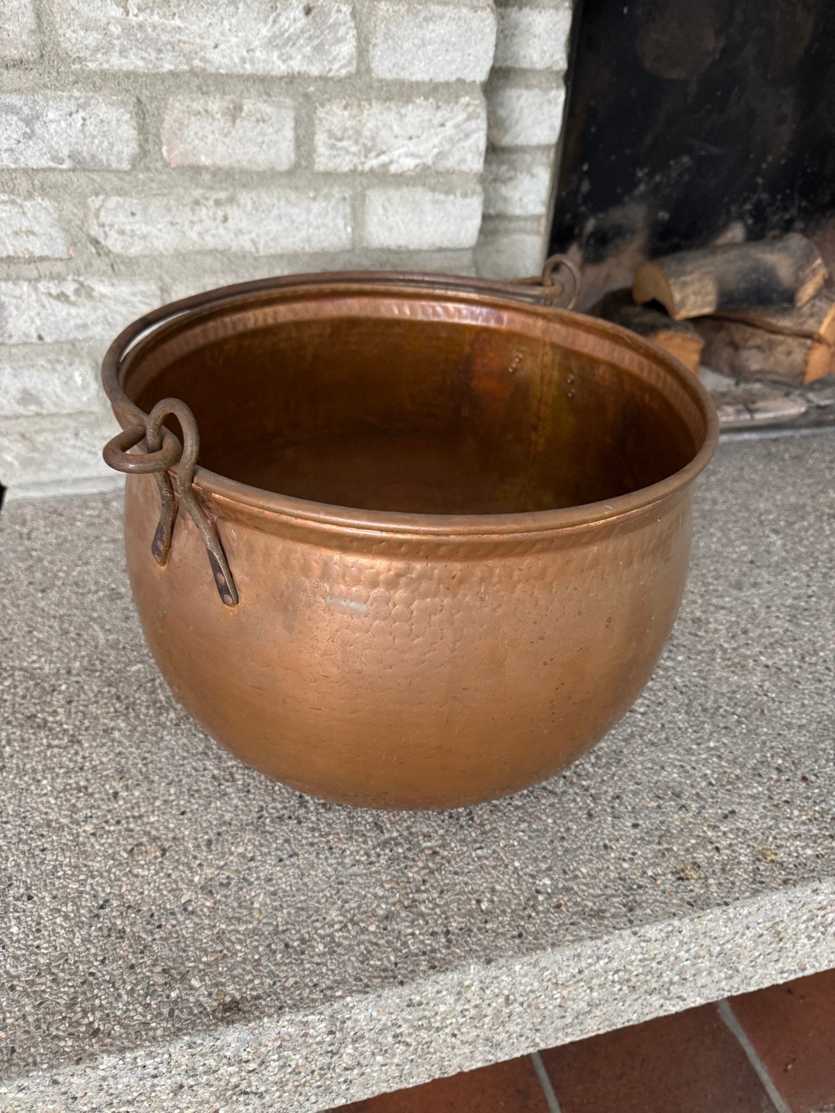 Antieke Koperen Pot met Handvat teab, Ophalen of Verzenden, Koper