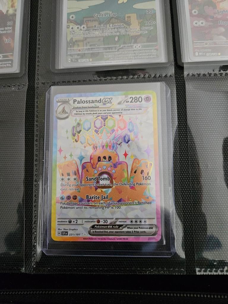 Pokemon Palossand ex 221/191 Surging Sparks, Ophalen of Verzenden, Zo goed als nieuw, Losse kaart, Foil