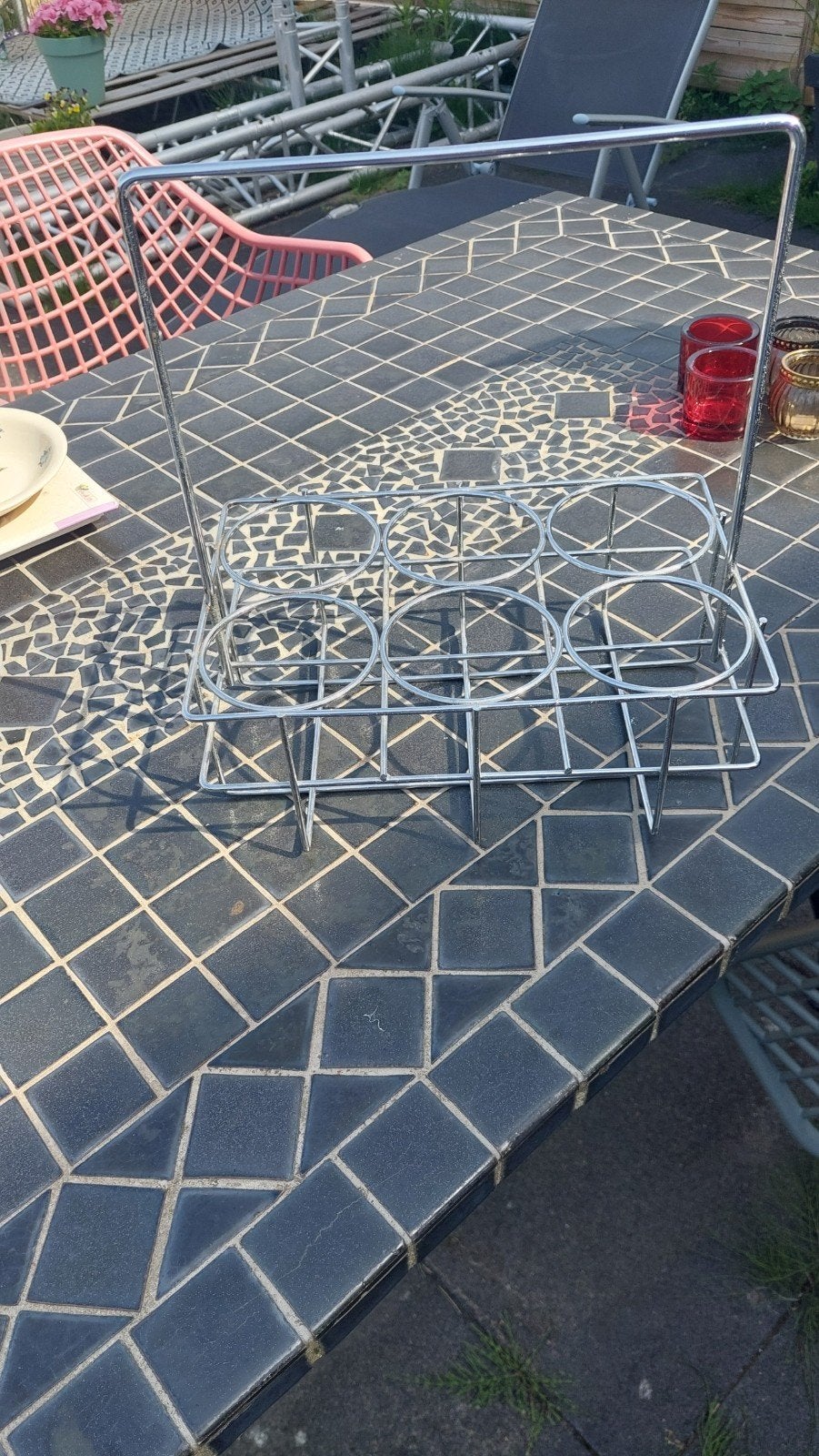 Metalen flessenrek voor 6 flessen, Gebruikt, Ophalen of Verzenden, Klassiek, Metaal