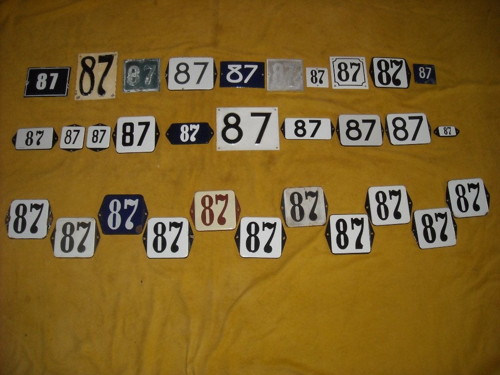 oud emaille huisnummer 87 ook 88 89 90 91 92 93 94 95 96 97, Ophalen of Verzenden