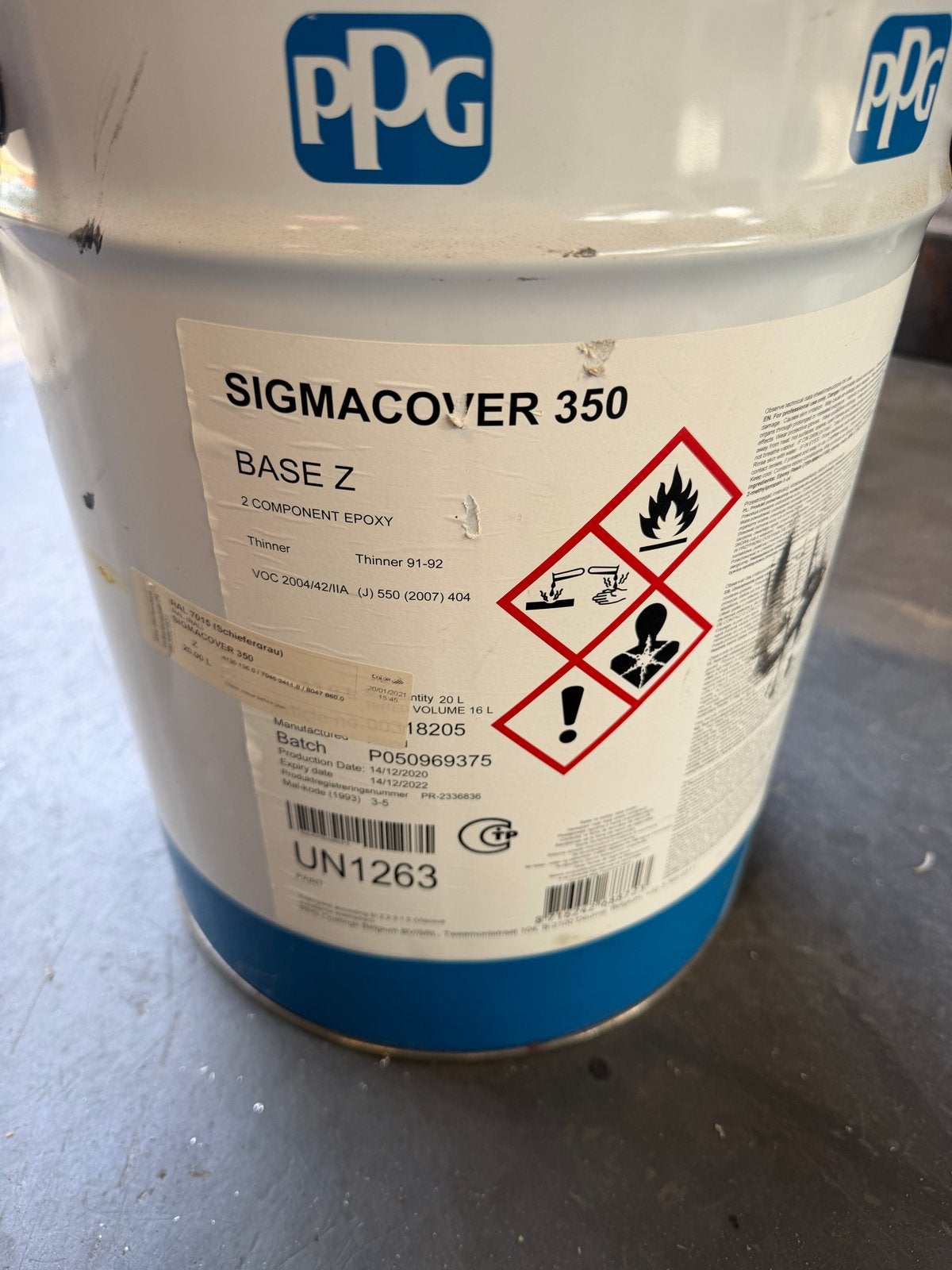 Sigma 2K Vloercoating Grijs - Restant voor 20-30m², Gebruikt, Ophalen of Verzenden, Verf, 10 tot 15 liter