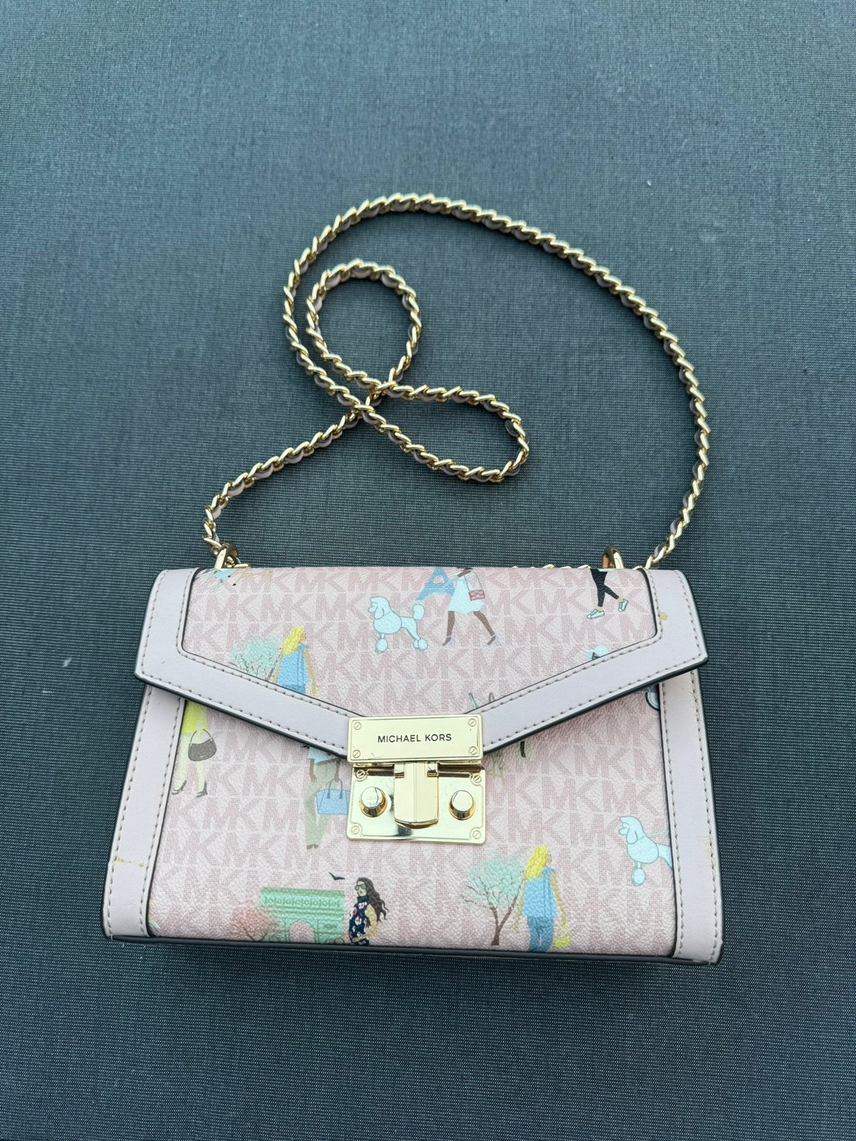 Michael Kors Schoudertasje Roze met Print, Sieraden, Tassen en Uiterlijk, Ophalen of Verzenden, Zo goed als nieuw, Roze, Handtas