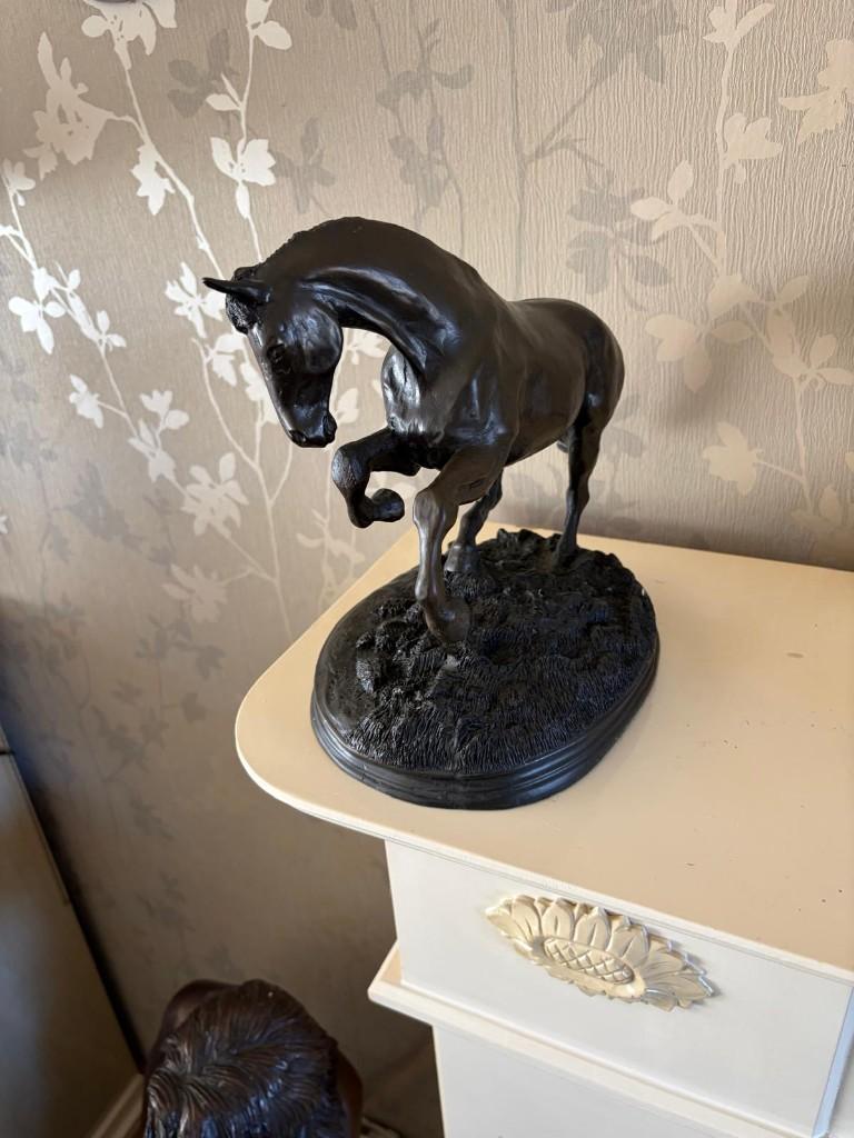 Bronzen beeld steigerend paard, Antiek en Kunst, Ophalen, Brons