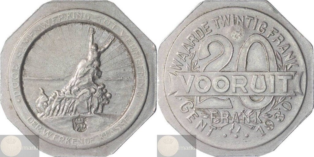 België - Historiepenning 1930 '20 Franken - Gent Vooruit', Postzegels en Munten, Ophalen of Verzenden, Overige materialen, Buitenland