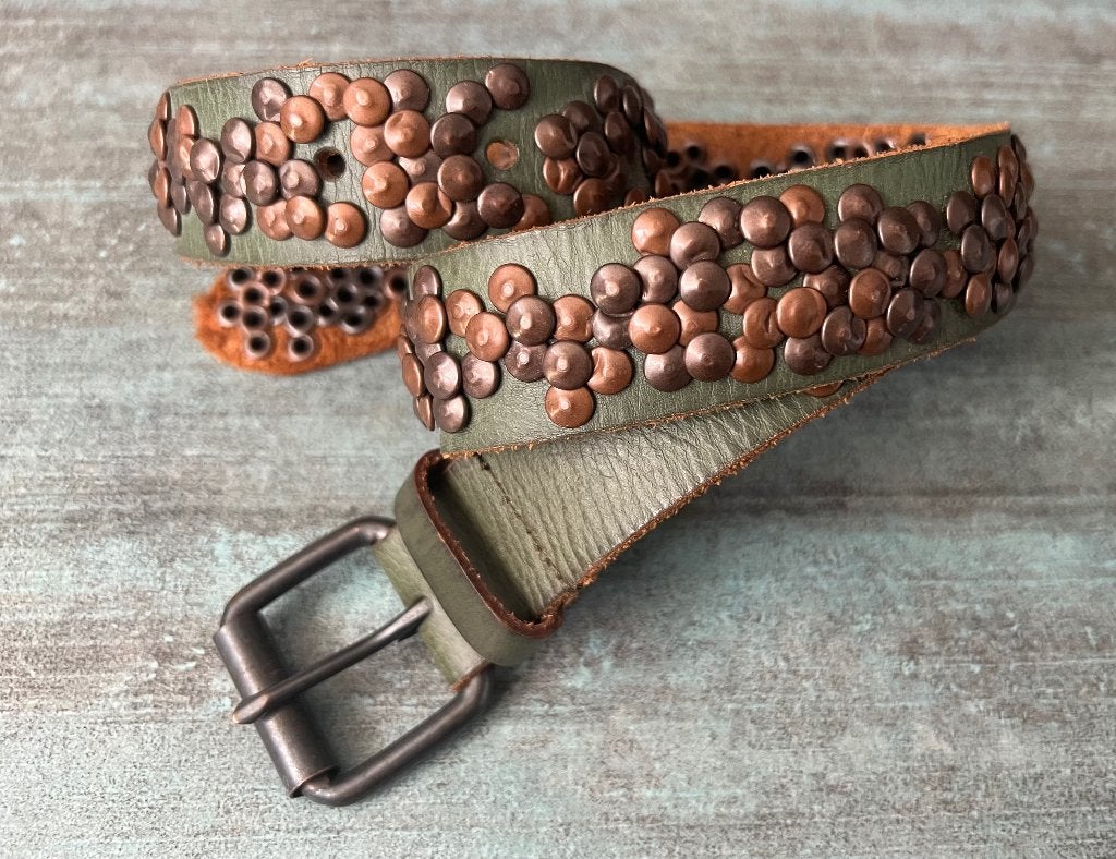 CowboysBelt. Groen leer. 85 cm., Kleding | Dames, Ophalen of Verzenden, Zo goed als nieuw, Overige kleuren, 80 tot 90 cm