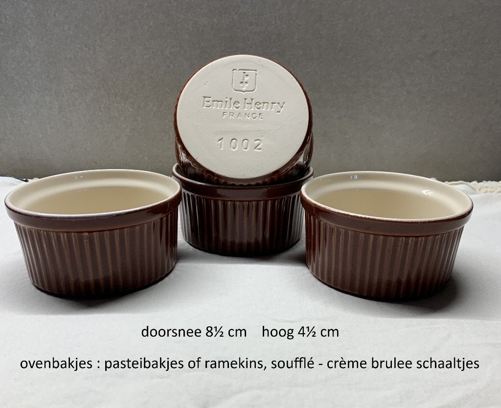 Emile Henry oven-schaaltjes, soufflé-crème brulee, ramekins, Keramiek, Overige typen, Nieuw, Ophalen of Verzenden
