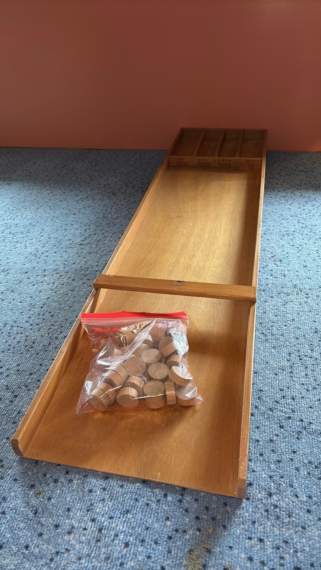 Kinder sjoelbak met sjoelschijven, Vijf spelers of meer, Ophalen of Verzenden, Gebruikt