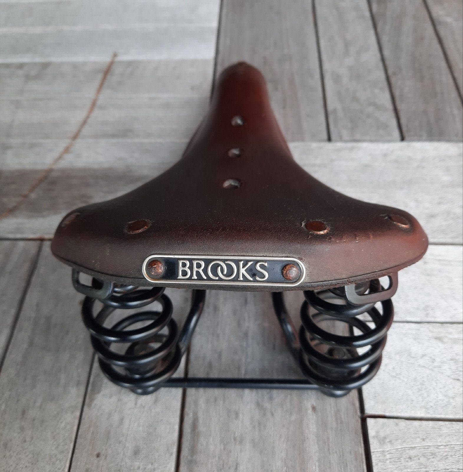 Brooks B67 Zadel - Bruin Leer met Veren, Elektrische fiets, Gebruikt, Leer, Ophalen of Verzenden