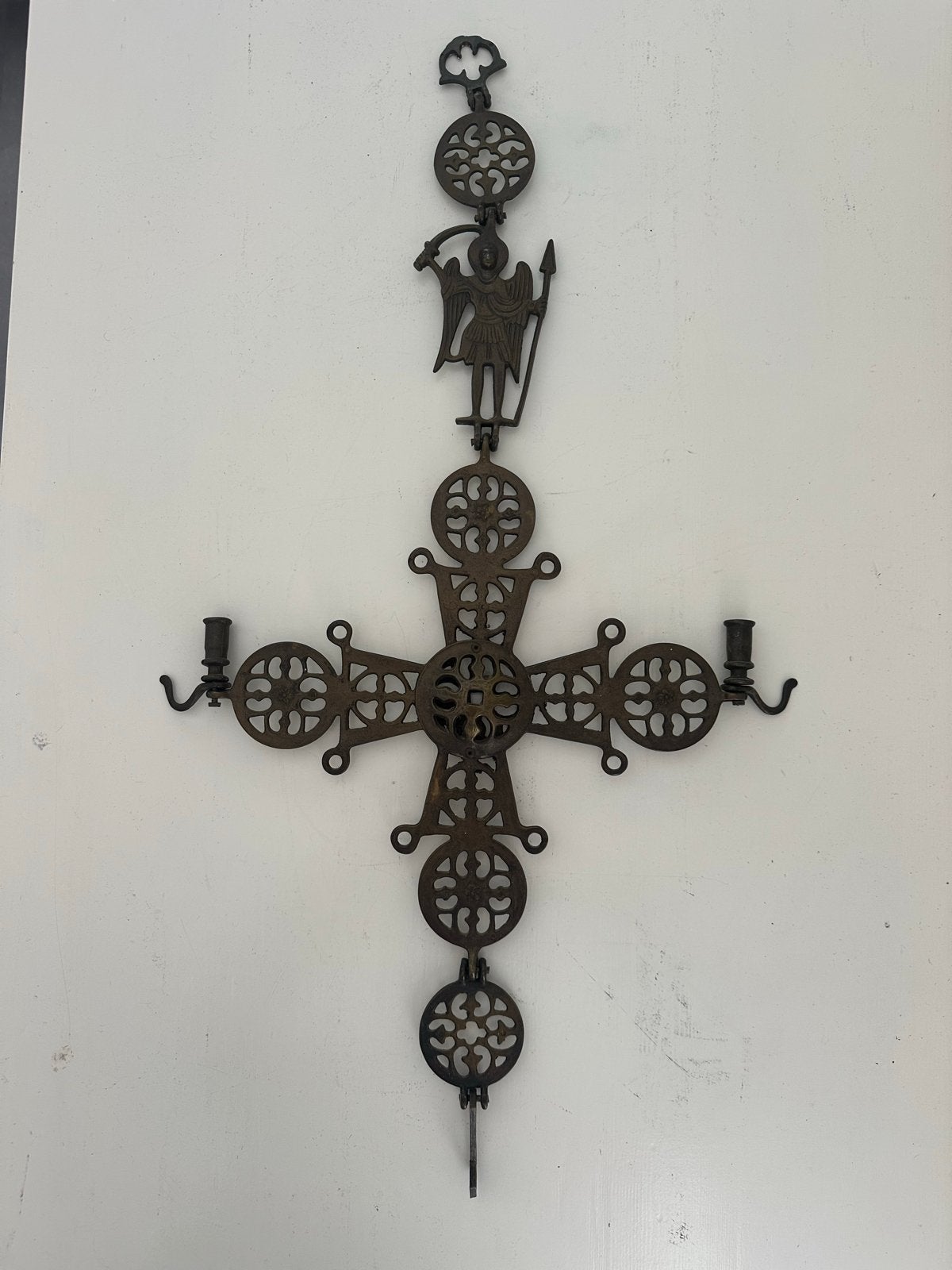 Vintage Byzantijns/Keltisch Kruis-Kandelaar - Jaren '70, Ophalen, Overige materialen