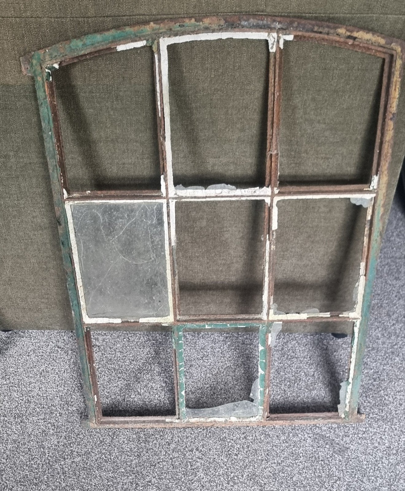 Oud ijzeren raamkozijn met glas - Vintage look, Ophalen