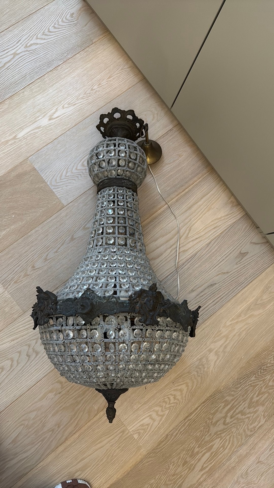 Zakkroonluchter kristallen, Huis en Inrichting, Lampen | Kroonluchters, Ophalen of Verzenden, Zo goed als nieuw