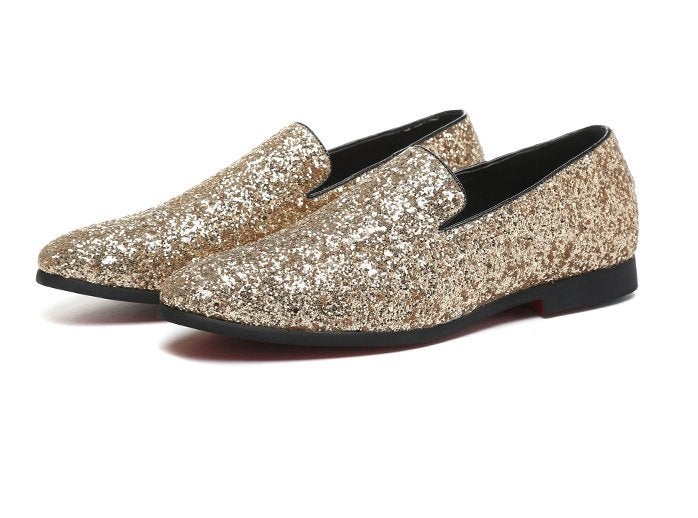 Gouden heren glitter loafers schoenen mocassins luxe sjieke, Verzenden, Nieuw, Overige kleuren, Loafers