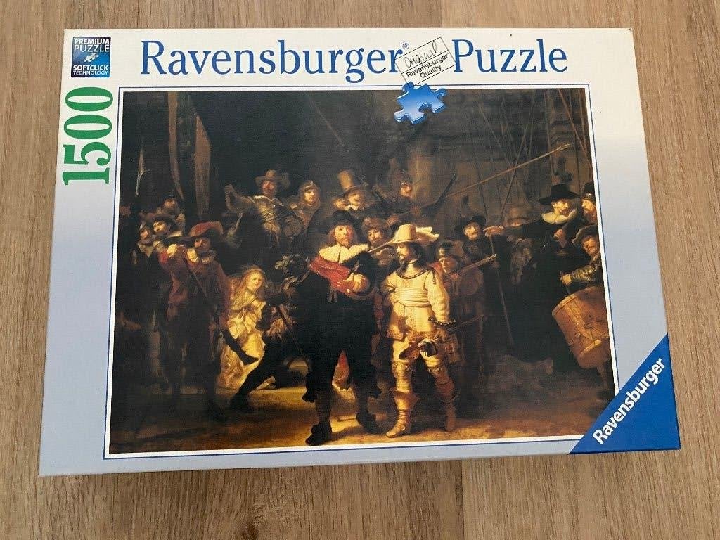 Puzzel Rembrandt Nachtwacht, Ophalen of Verzenden, 500 t/m 1500 stukjes, Gebruikt, Legpuzzel