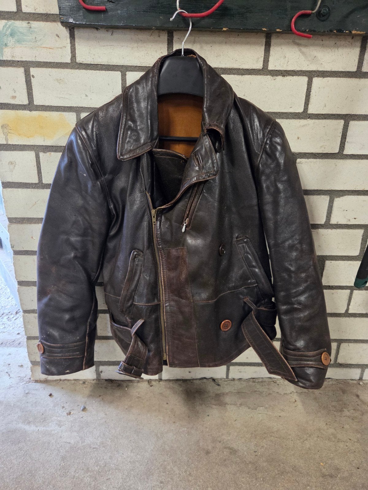 Echt oud origineel leren motorjack - Grizzly, Motoren, Kleding | Motorkleding, Heren, Jas | leer, Ophalen of Verzenden, Grizzly