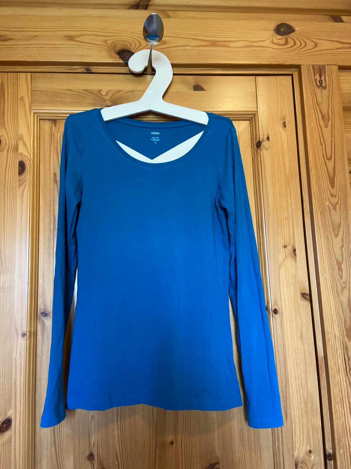 T-shirt lange mouw Hema blauw L, Blauw, Maat 42/44 (L), Ophalen of Verzenden, Zo goed als nieuw