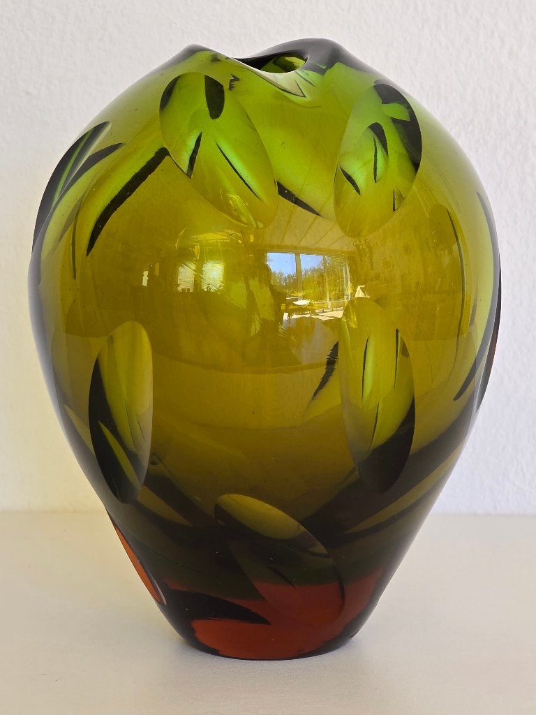 WMF Erich Jachmann vaas groen/amber, Ophalen of Verzenden