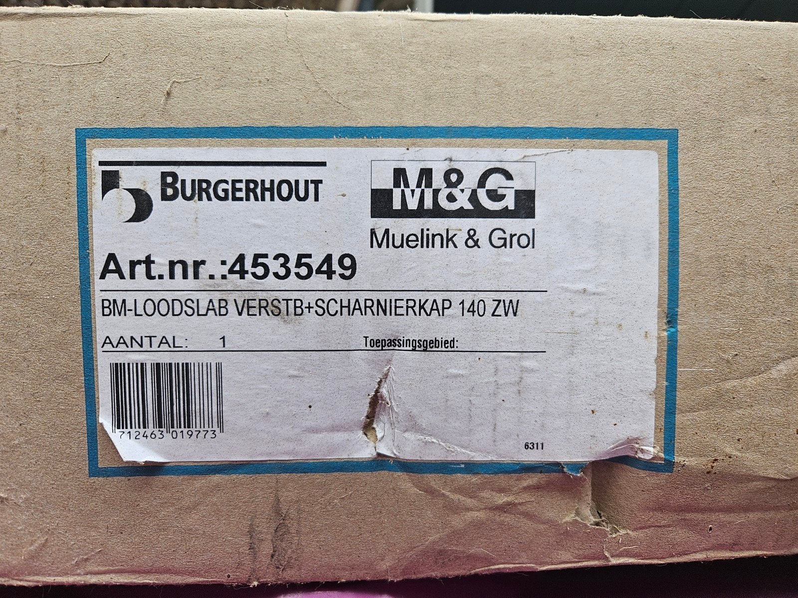Burgerhout BM-LOODSLAB VERSTB+SCHARNIERKAP 140 ZW, Ophalen, Nieuw