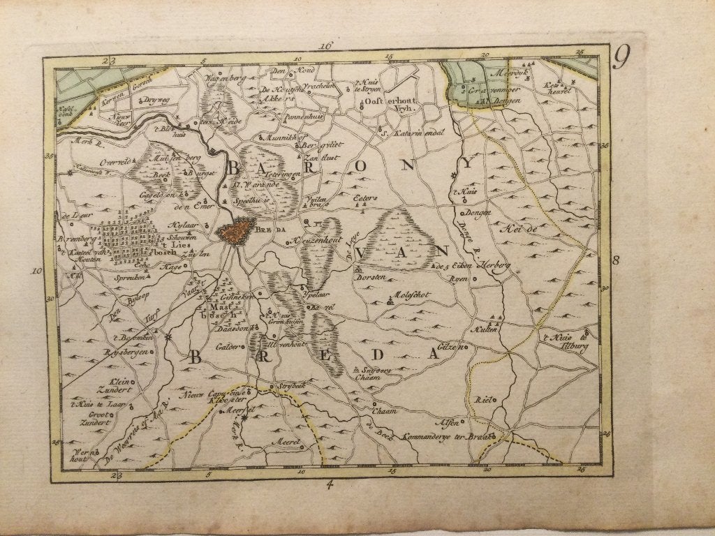 Breda e.o. ,  C en JC Sepp, 1773 ., Cartografie, 19 cm, Handgekleurd, 13 cm