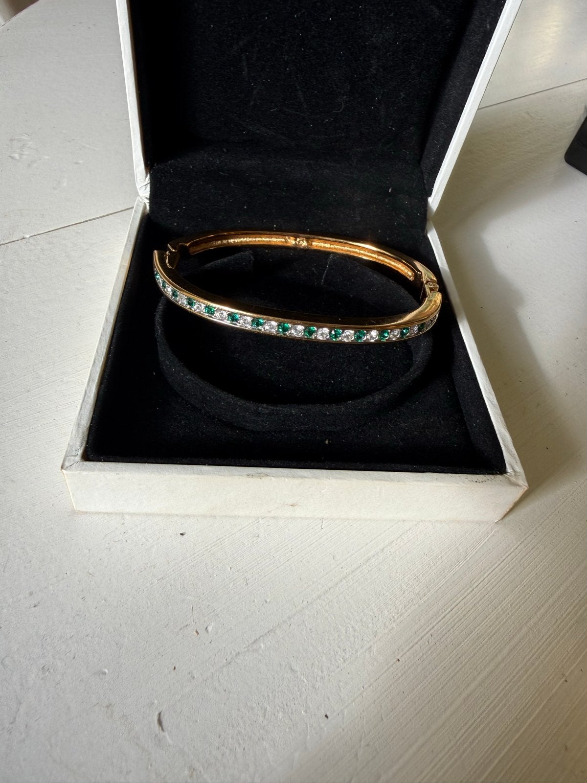 Swarovski Armband Goudkleurig met Groene en Witte Kristallen, Met kristal, Overige materialen, Ophalen of Verzenden, Zo goed als nieuw