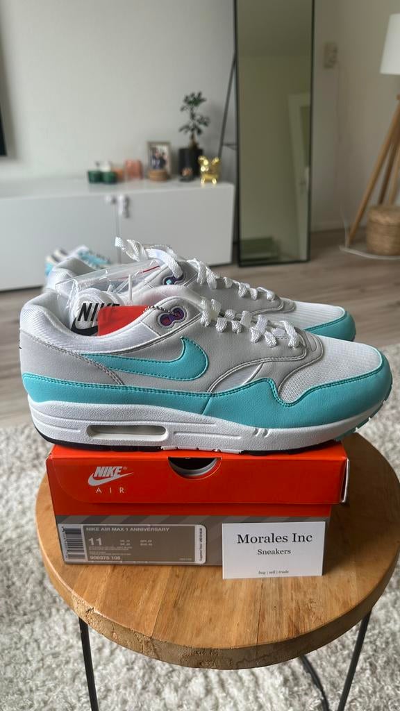 Nike Air Max 1 Anniversary Aqua (2018) EU 45 nieuw, Ophalen of Verzenden, Nieuw, Overige kleuren