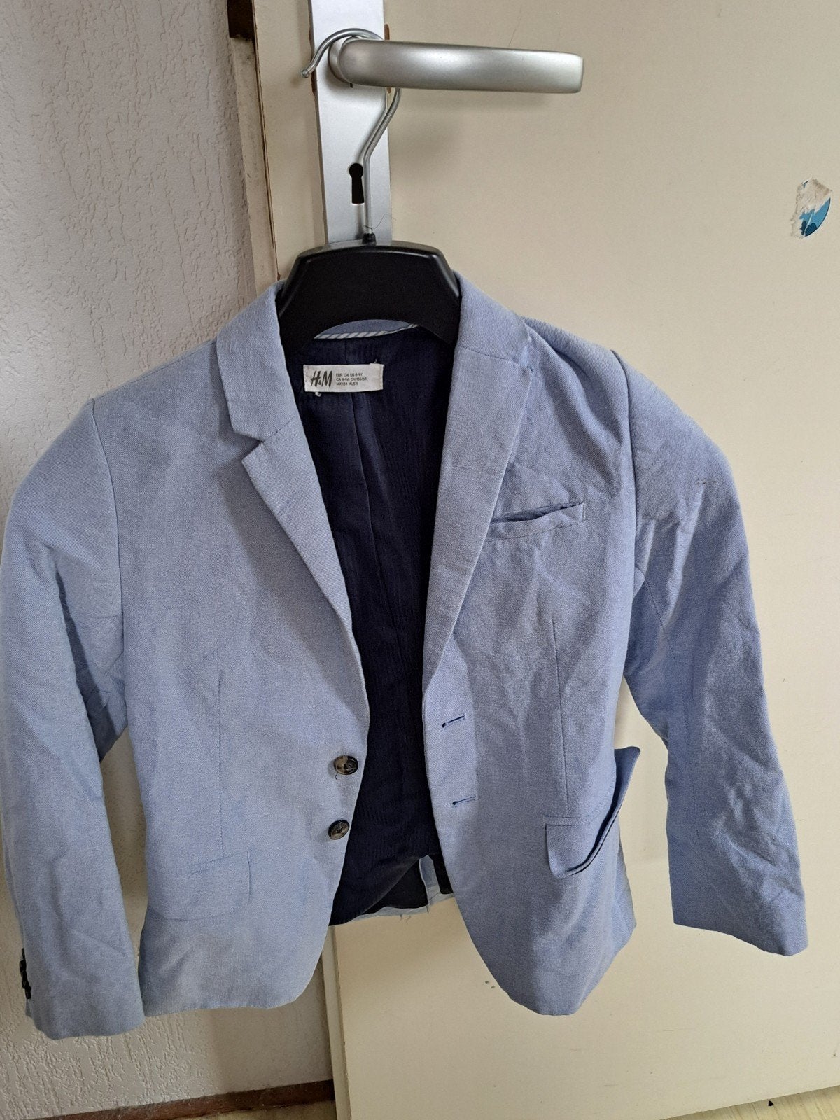 H&M Jongens Blazer Lichtblauw Maat 134 (8-9 jaar), Ophalen, Zo goed als nieuw, H&M, Jongen