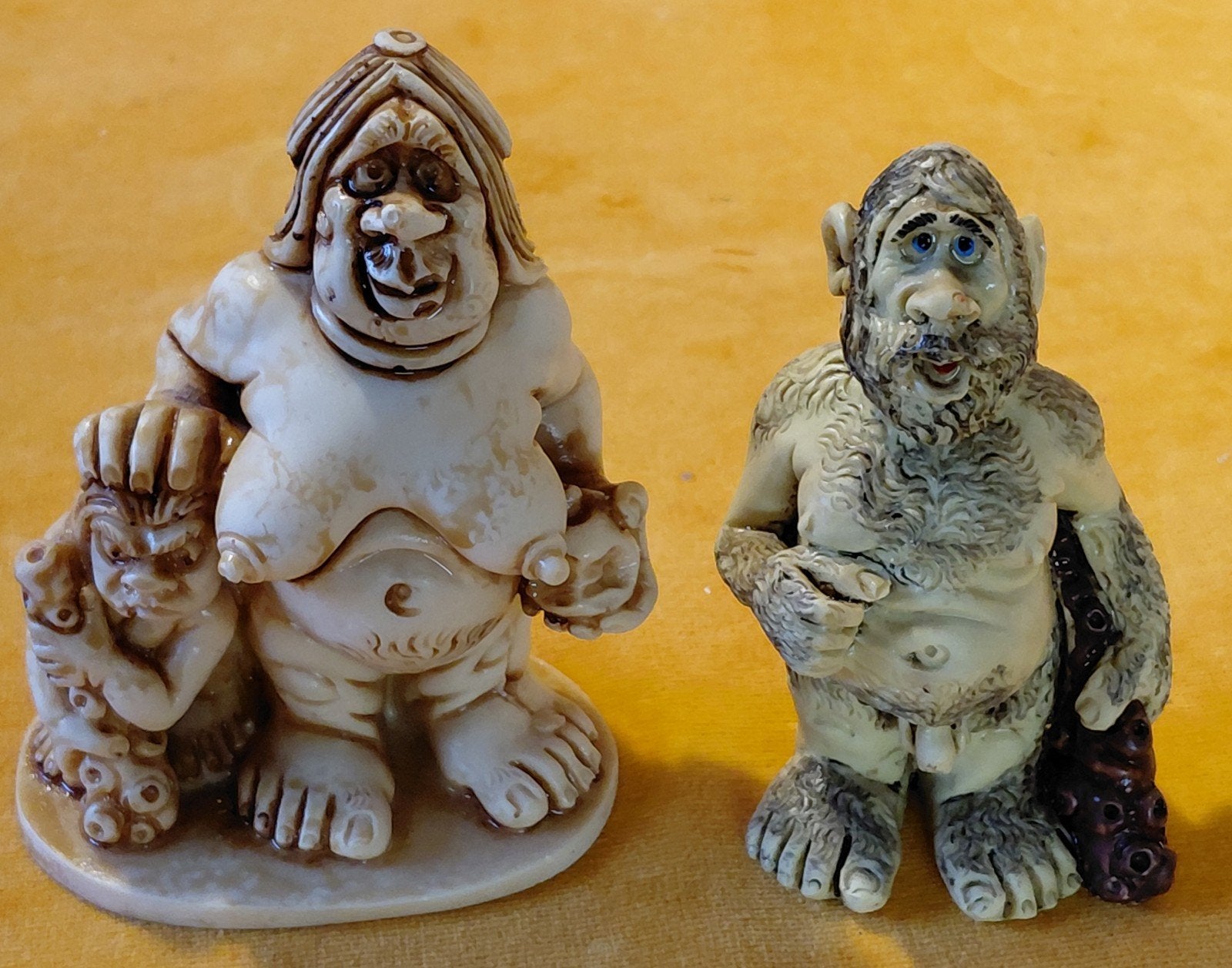 Twee trollen beeldjes, 12 cm hoog, Ophalen of Verzenden, Gebruikt, Fantasy