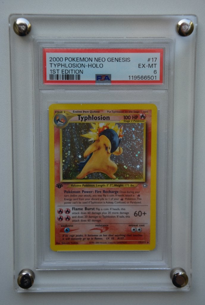 Typhlosion Neo Genesis 1st Edition PSA 6, Ophalen of Verzenden, Gebruikt, Losse kaart, Foil