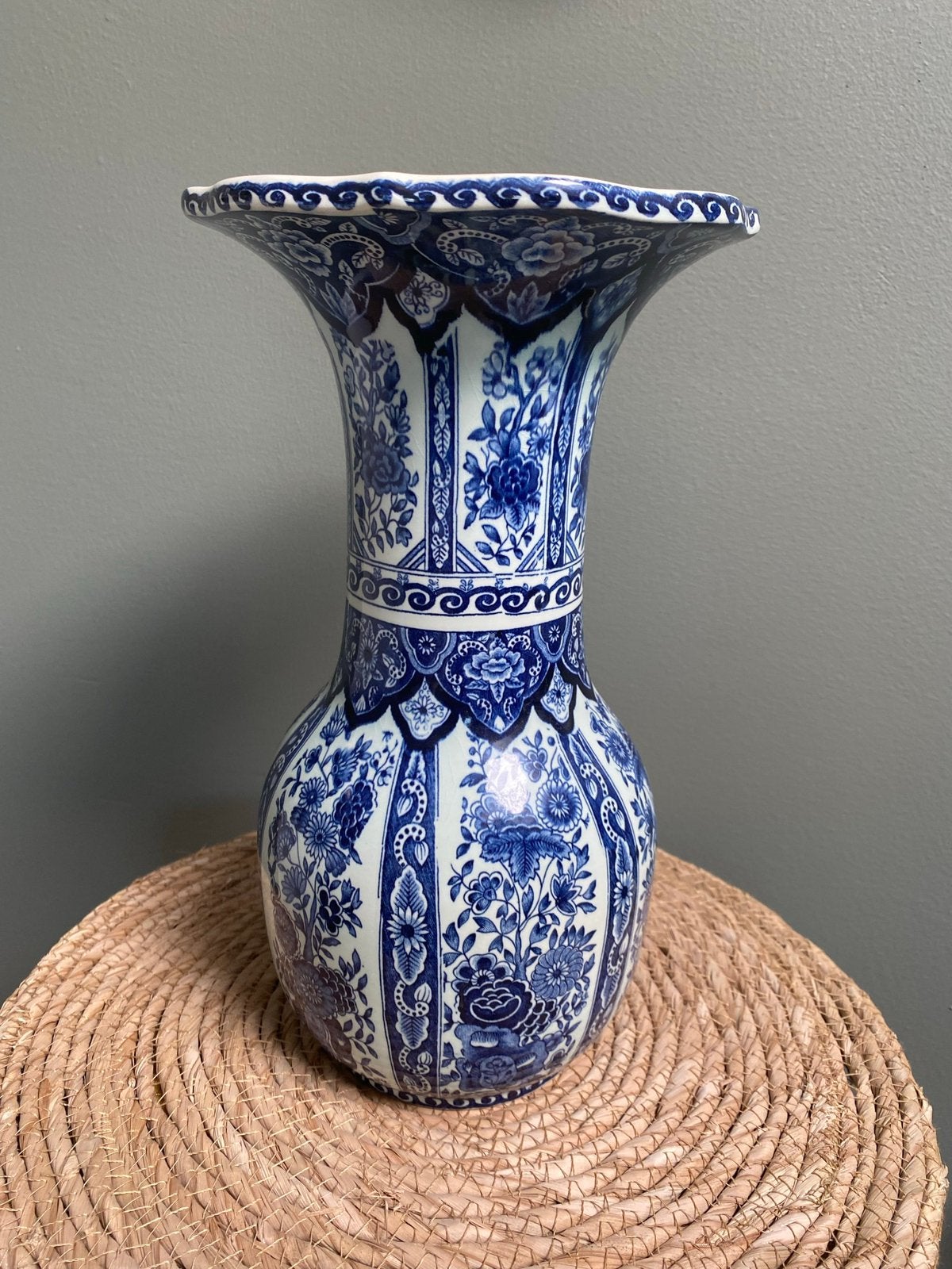 ZGAN Delftsblauwe XL trompetvaas van Boch Belgium, Ophalen of Verzenden