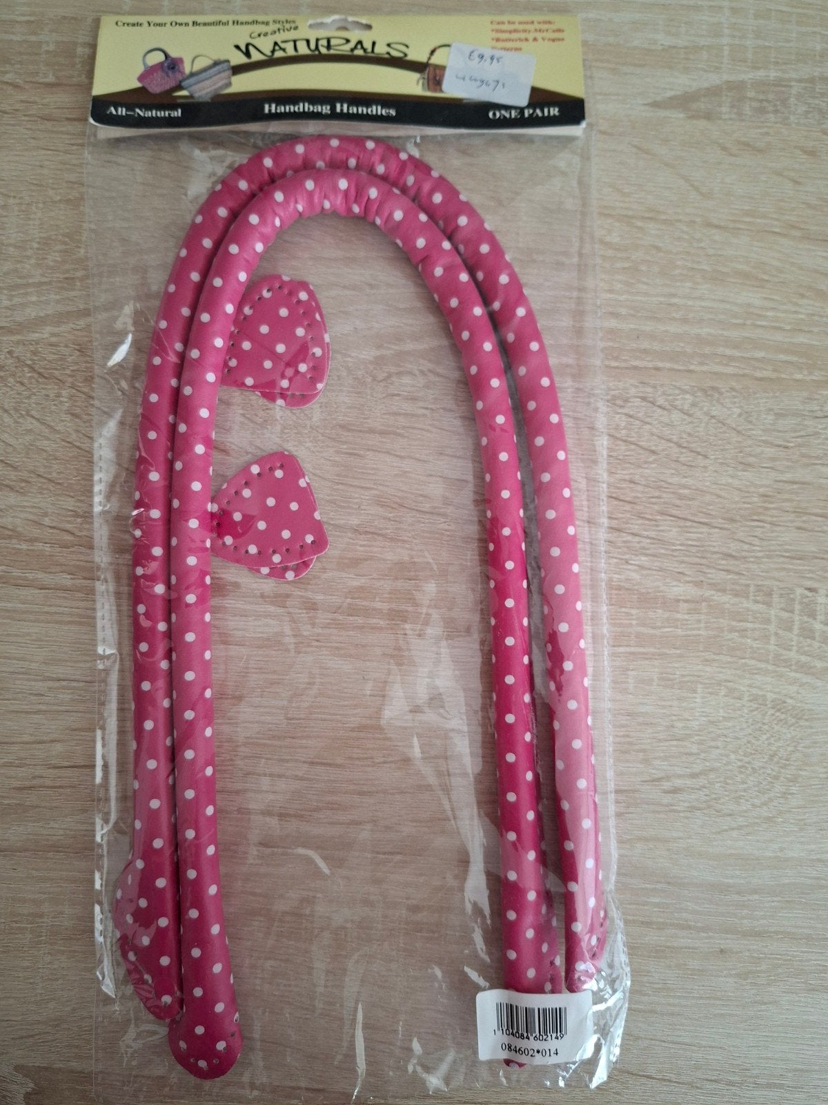 Roze handvatten voor handtas met stippen - DIY, Roze, Overige thema's, Textiel, Nieuw