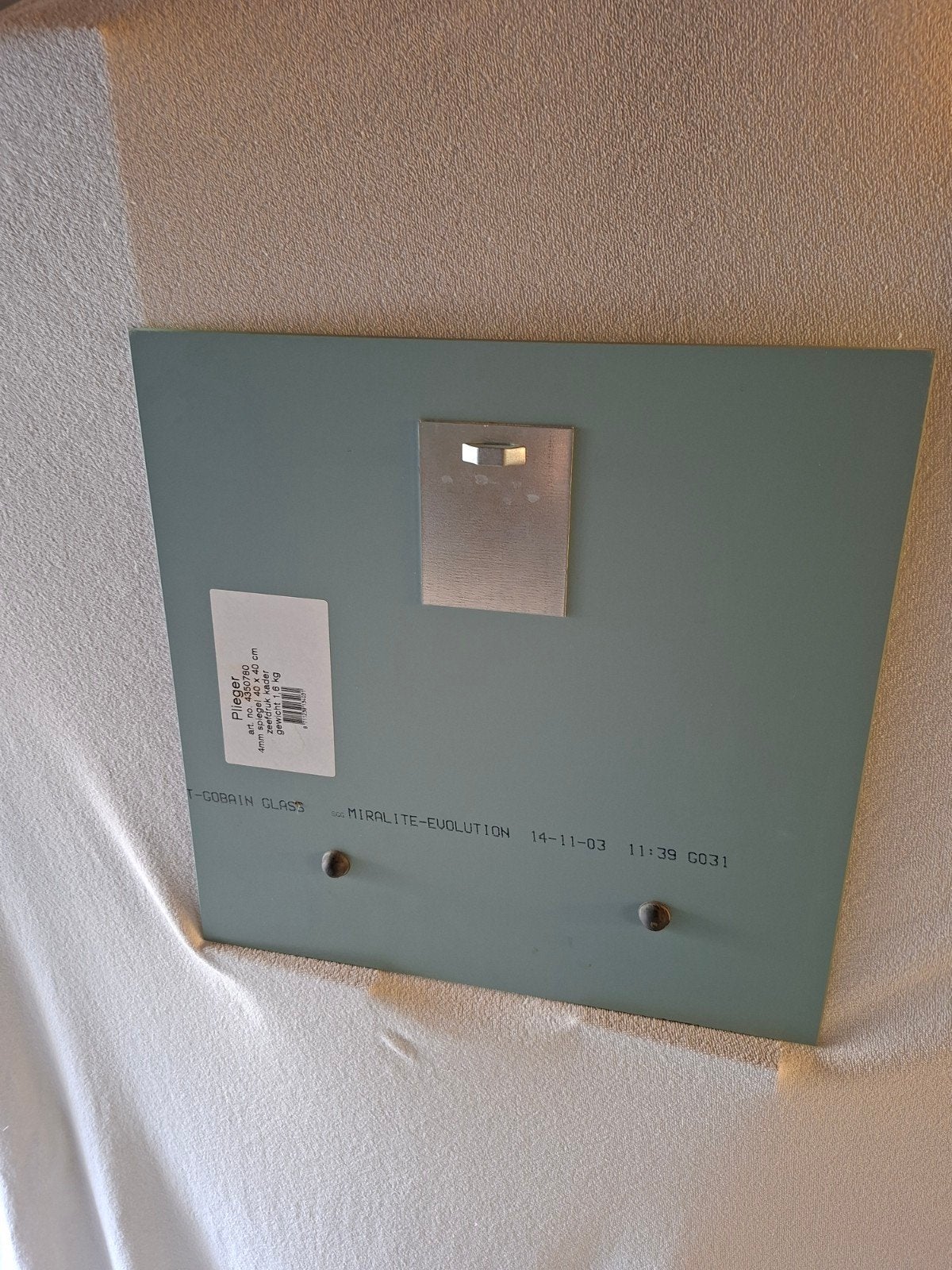 Plieger spiegel 40x40 cm met zeefdruk kader, Ophalen, Minder dan 50 cm, Vierkant, Nieuw