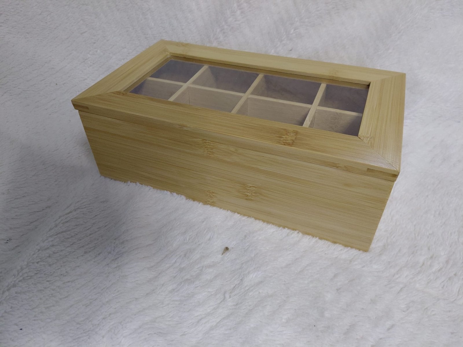 Relaxdays Theedoos Bamboe met 8 Vakjes - 27,5x16x9 cm, Huis en Inrichting, Ophalen of Verzenden, Nieuw, Beige, Hout