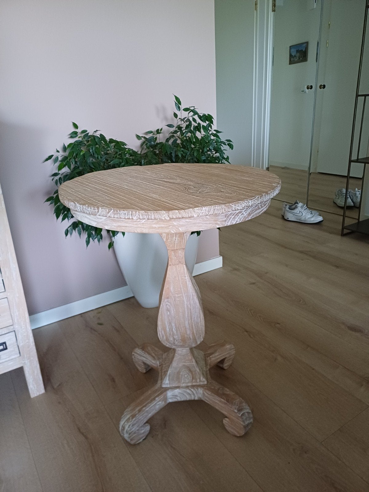 Houten bijzettafel, rond, landelijke stijl, Ophalen, Eikenhout, 50 tot 100 cm, Rond