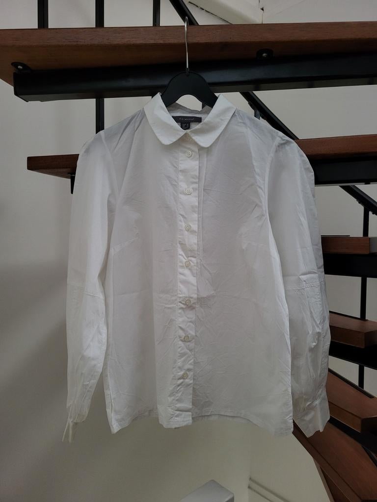 Witte blouse met kraagje en aparte ballon mouwen., Maat 38/40 (M), Primark, Wit, Ophalen of Verzenden